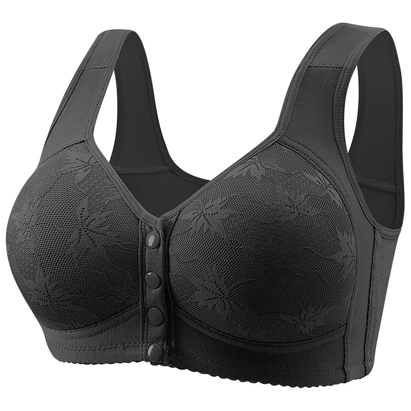 Button Front Bra with Delicate Pattern