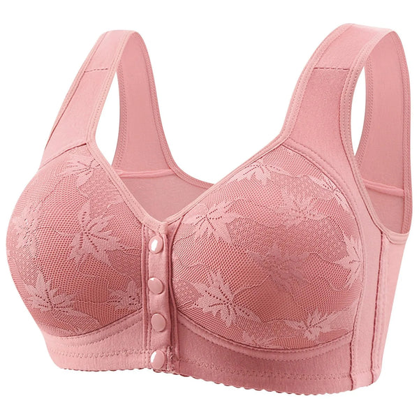 Button Front Bra with Delicate Pattern