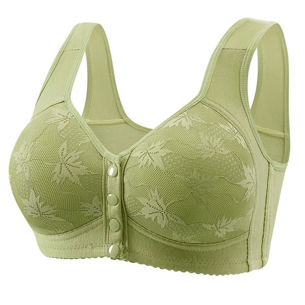 Button Front Bra with Delicate Pattern