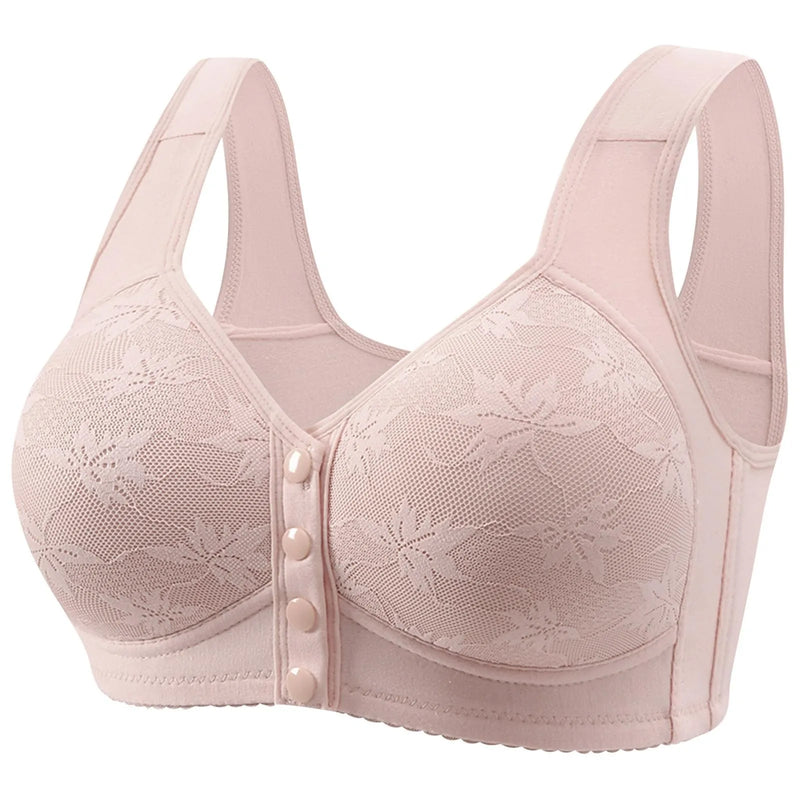 Button Front Bra with Delicate Pattern