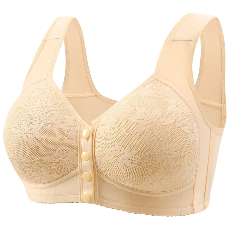Button Front Bra with Delicate Pattern